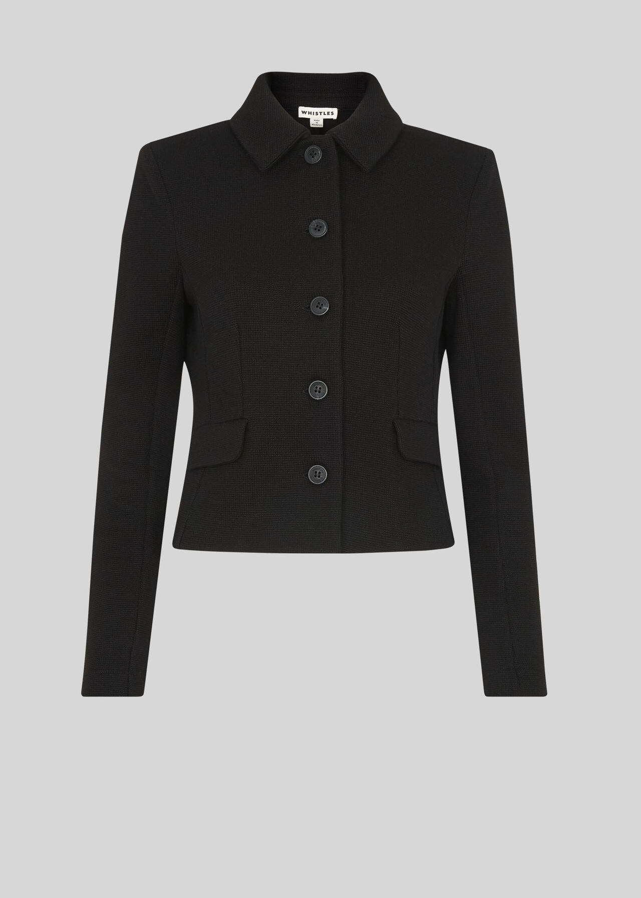 Button Front Jersey Jacket Black
