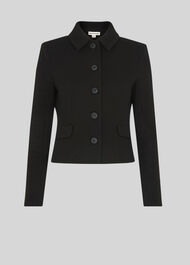 Button Front Jersey Jacket Black