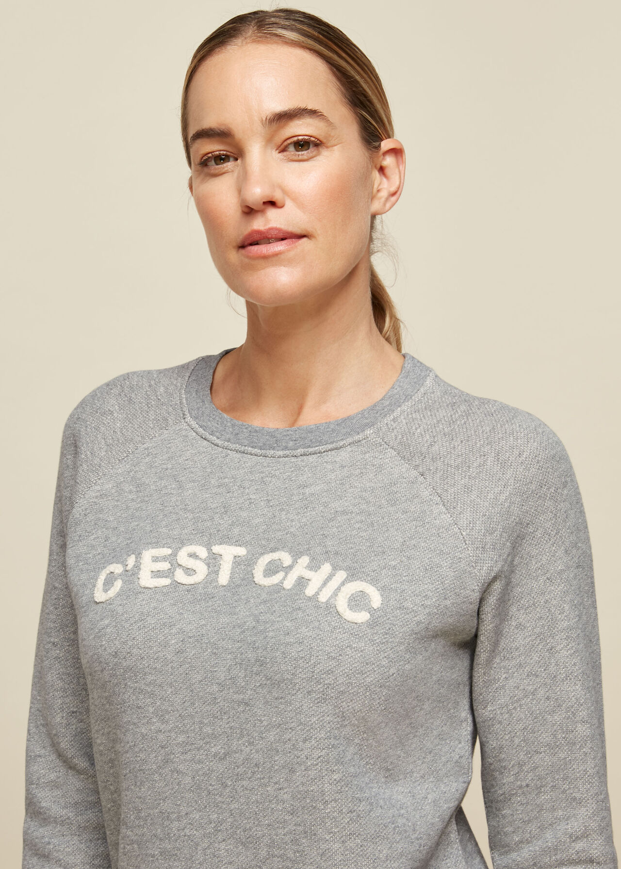 Grey Marl Cest Chic Logo Sweatshirt | WHISTLES