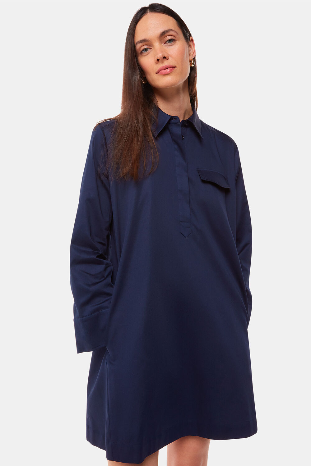 Navy Lara Cotton Shirt Dress