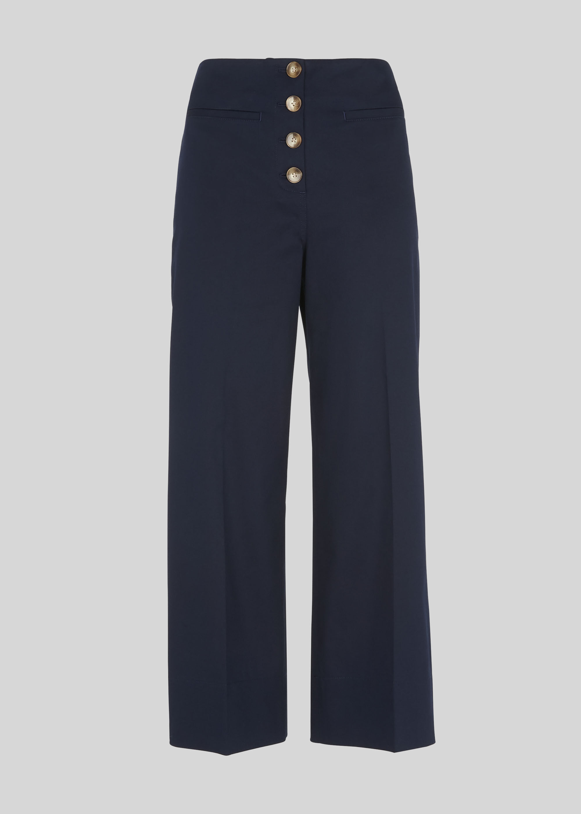 Navy Heidi Button Front Wide Leg 