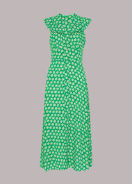 Daisy Check Frill Midi Dress