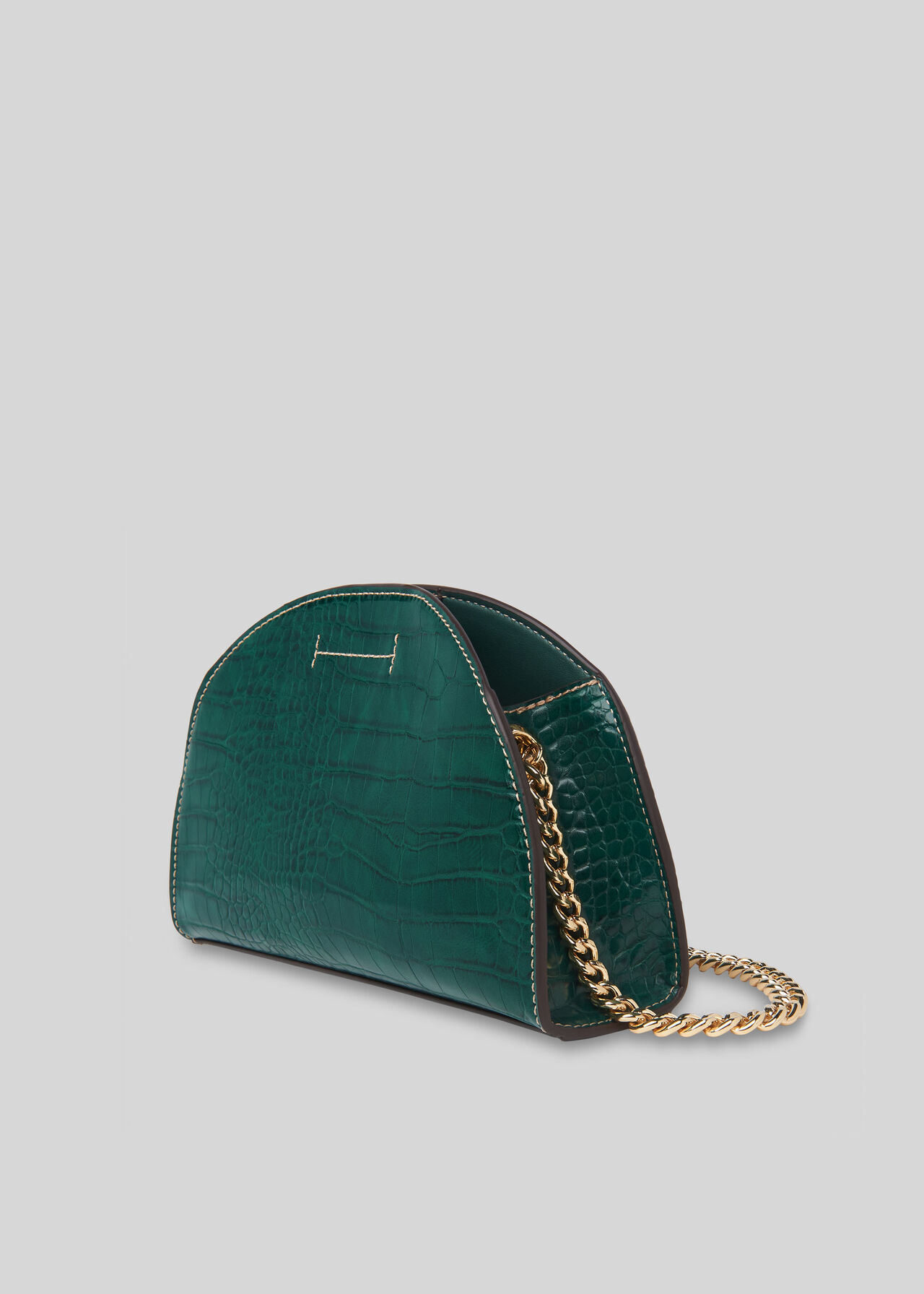 Miri Half Moon Croc Bag Dark Green