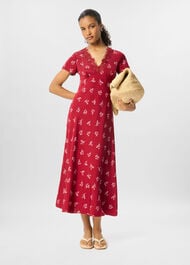 Floral Lace Trim Midi Dress