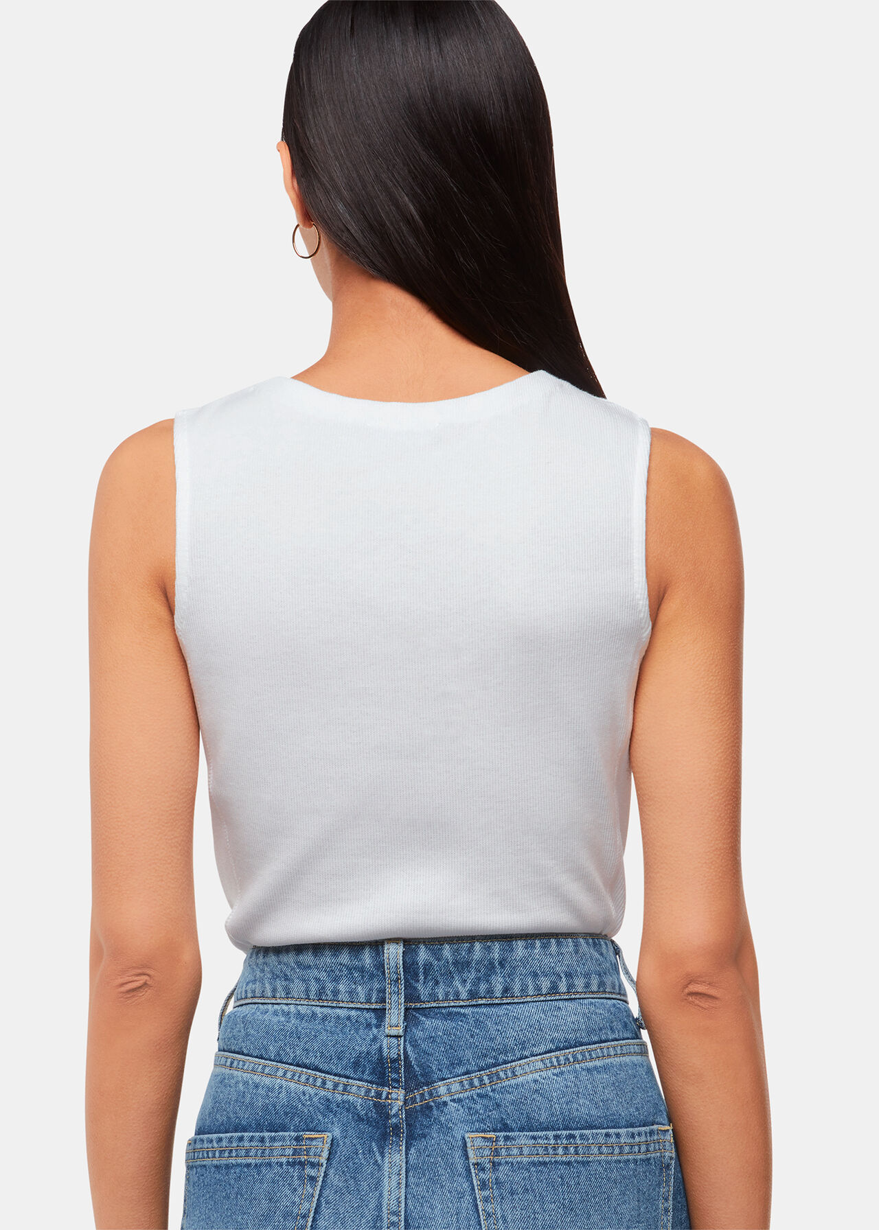 High Neck Rib Detail Tee