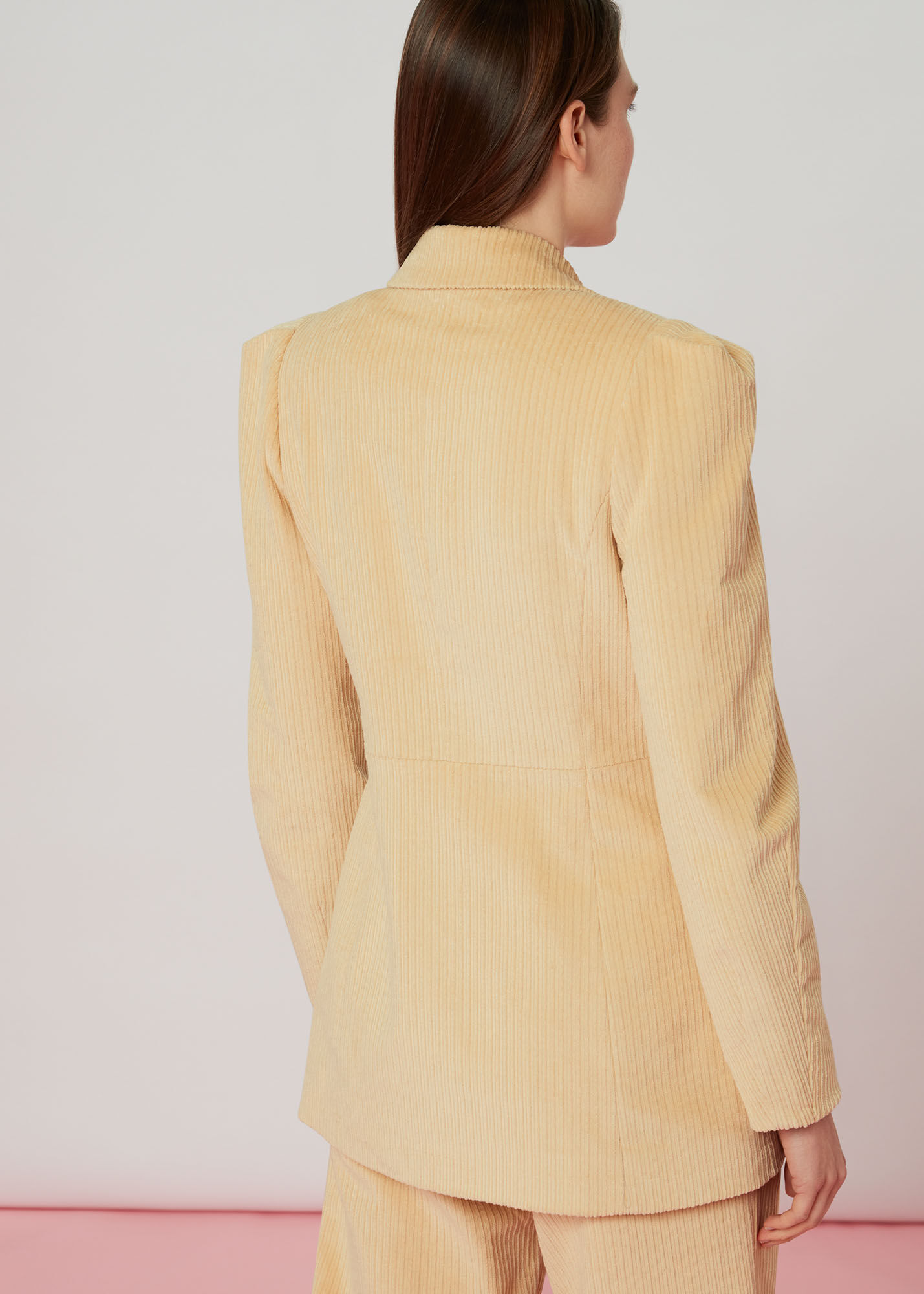 Beige Suki Cord Puff Sleeve Blazer WHISTLES