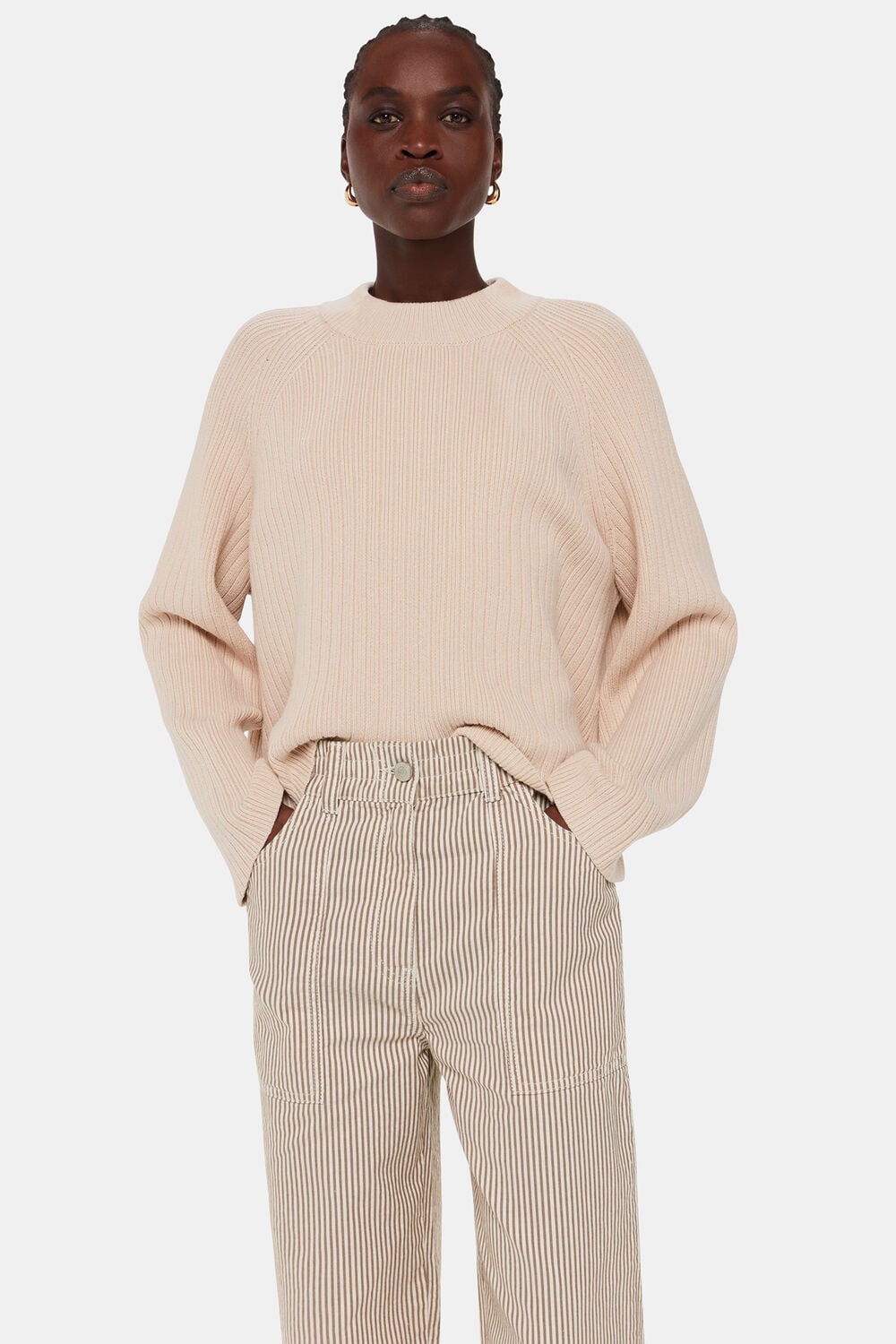 Brown Tessa Stripe Casual Trouser