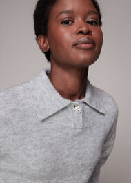 Jewel Button Collar Sweater