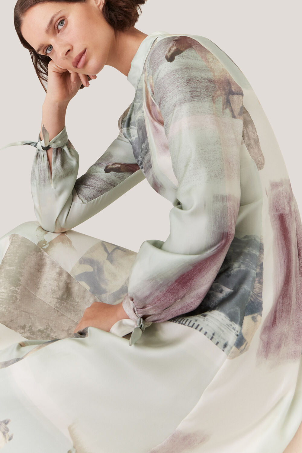 Ivory Wild Horse Print Silk Dress