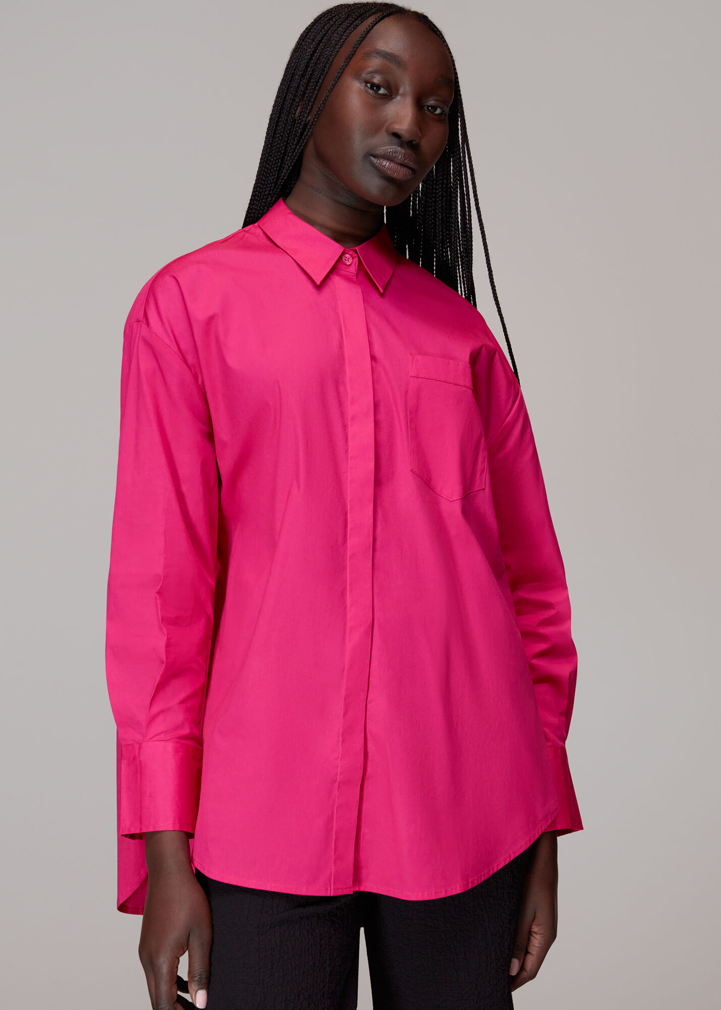 Pink Oversized Shirt | WHISTLES | Whistles US |