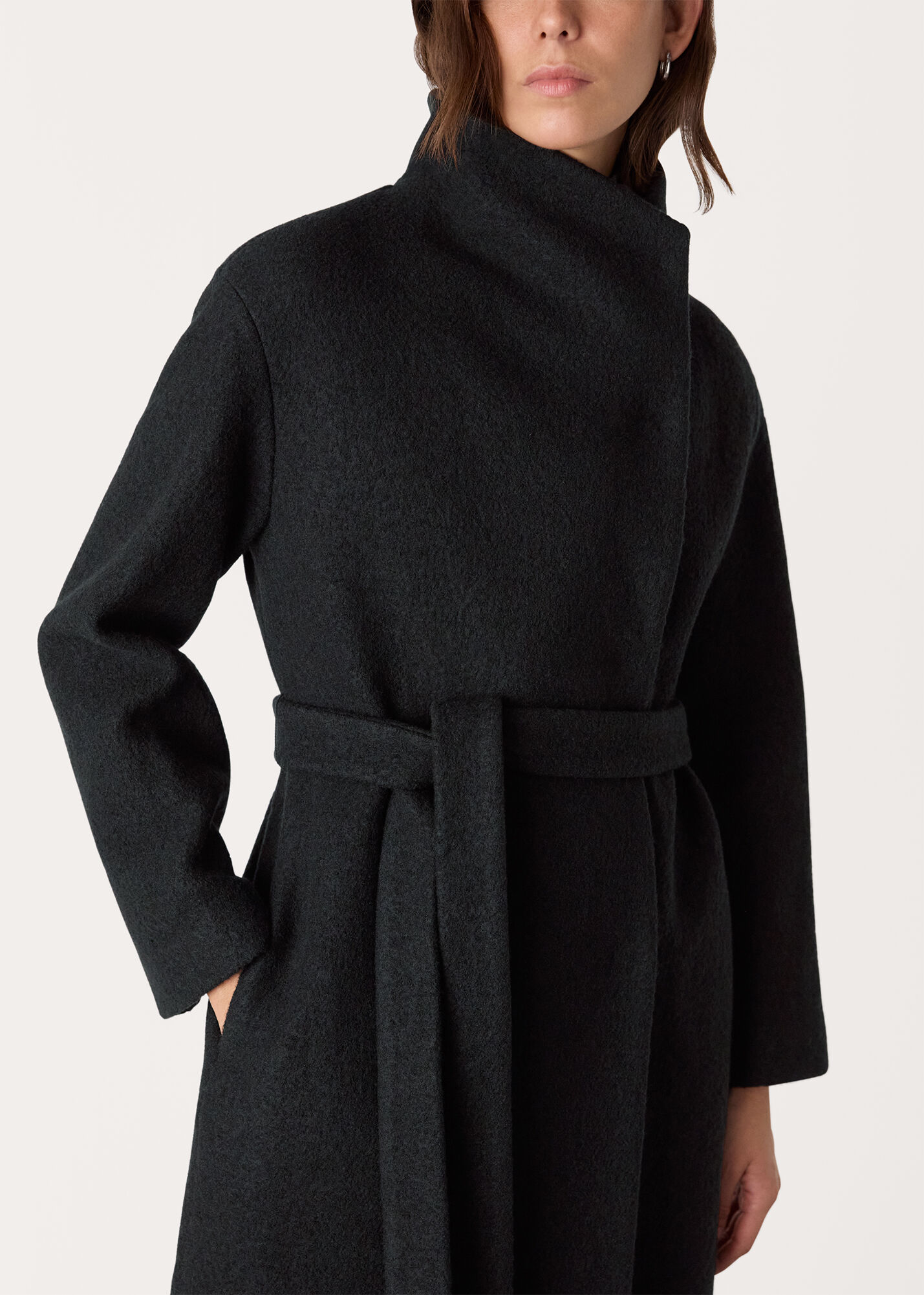 Black Morgan Funnel Neck Coat | WHISTLES | Whistles US |