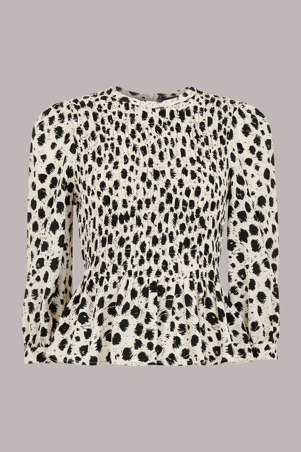 Brushed Dalmatian Shirred Top