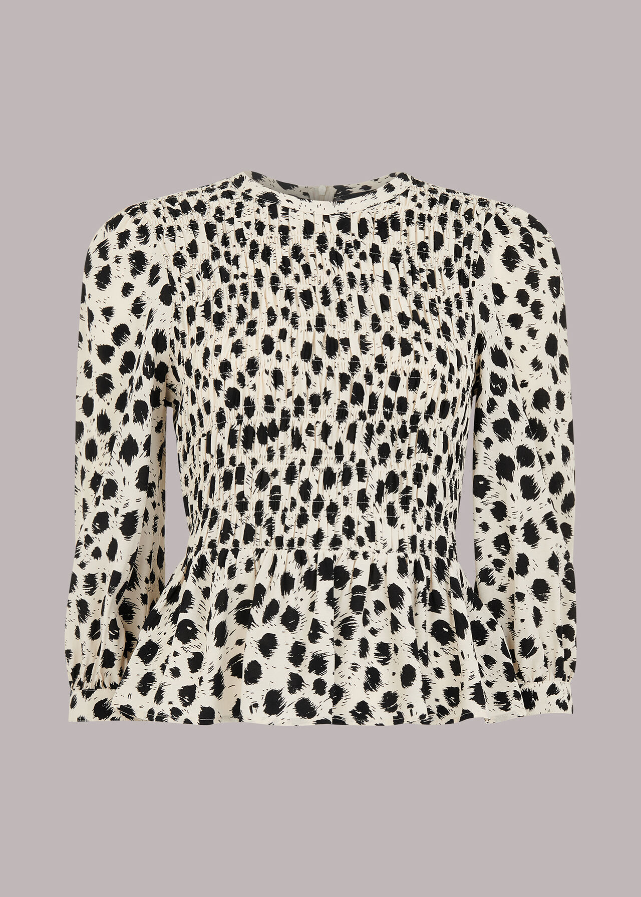 Brushed Dalmatian Shirred Top