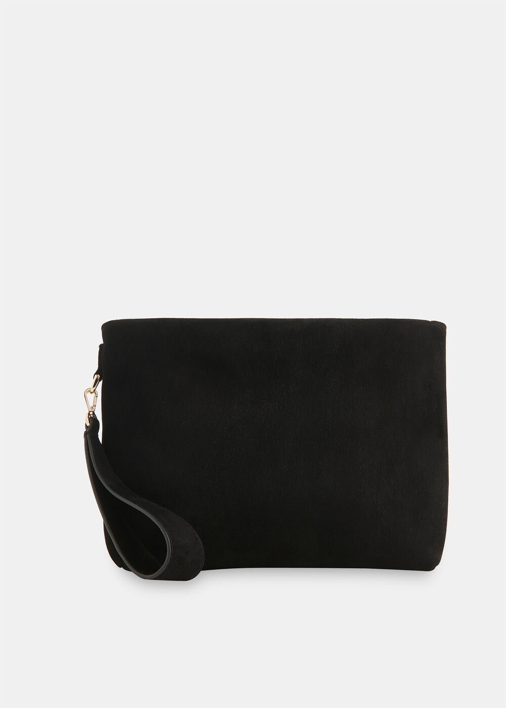 Avah Zip Top Suede Clutch