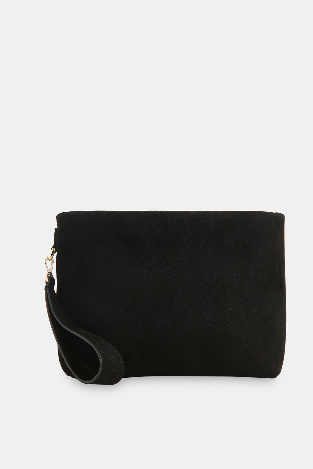 Avah Zip Top Suede Clutch