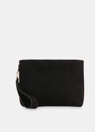 Avah Zip Top Suede Clutch