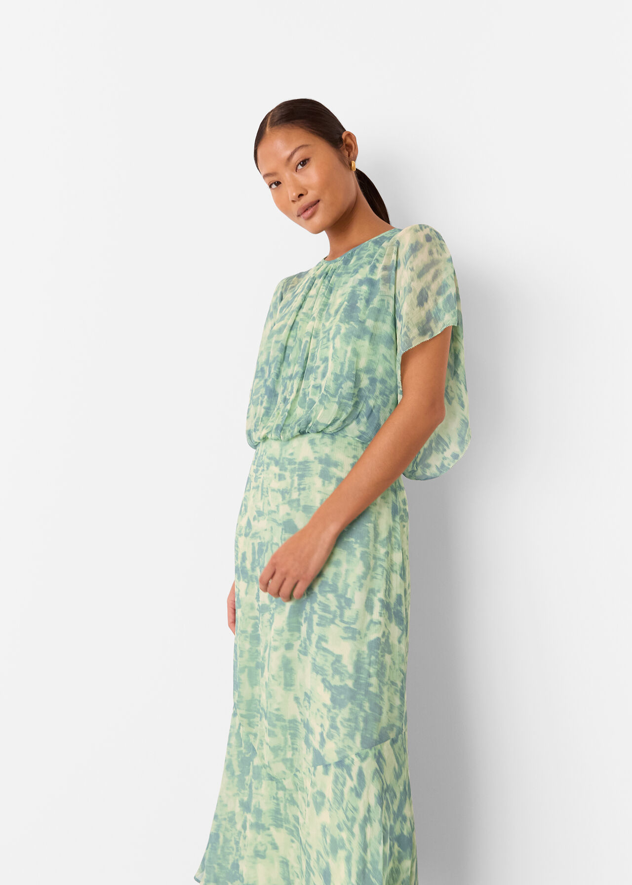 Petite Dashed Brush Marks Midi Dress