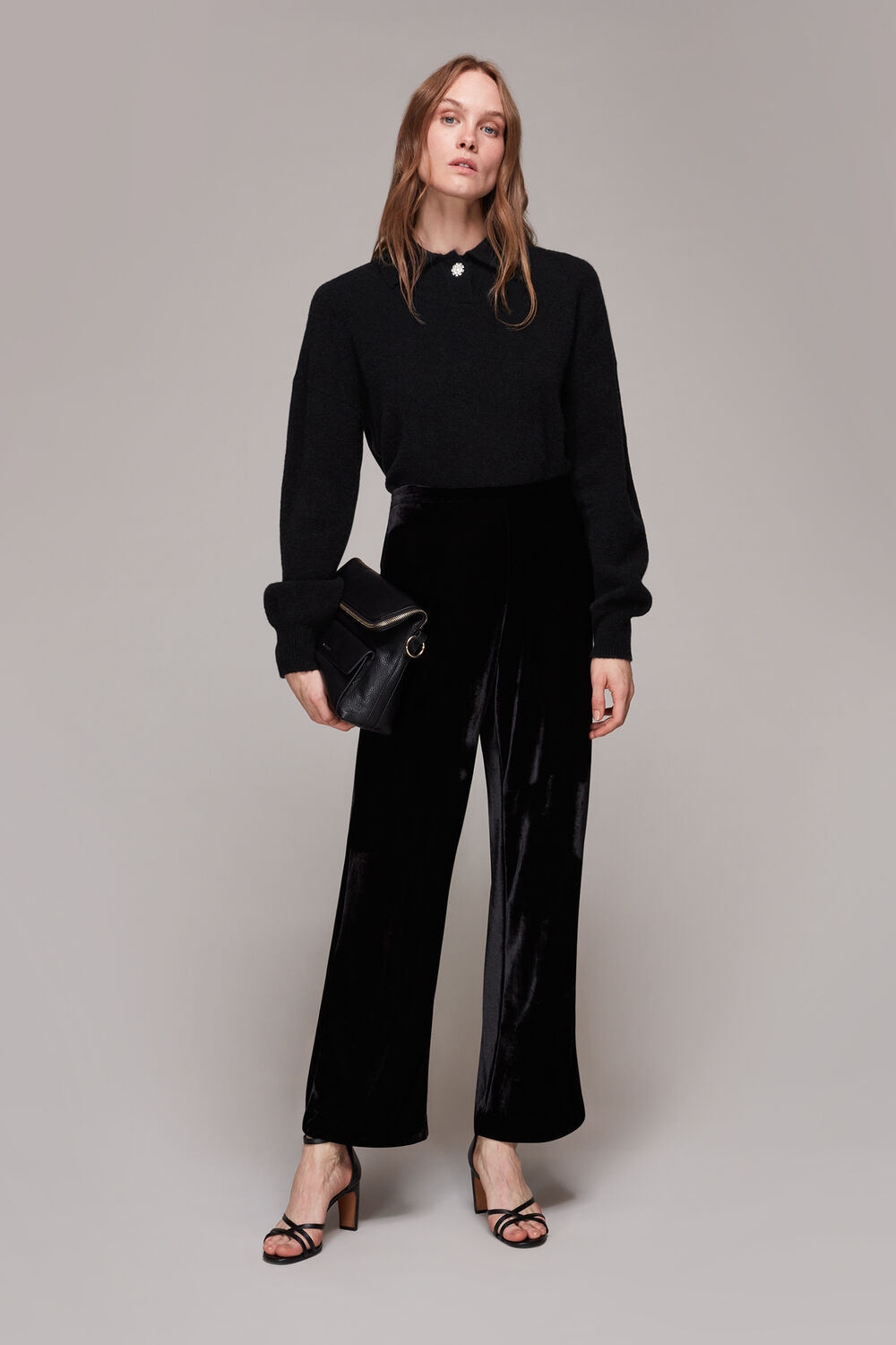 Jewel Button Collar Sweater