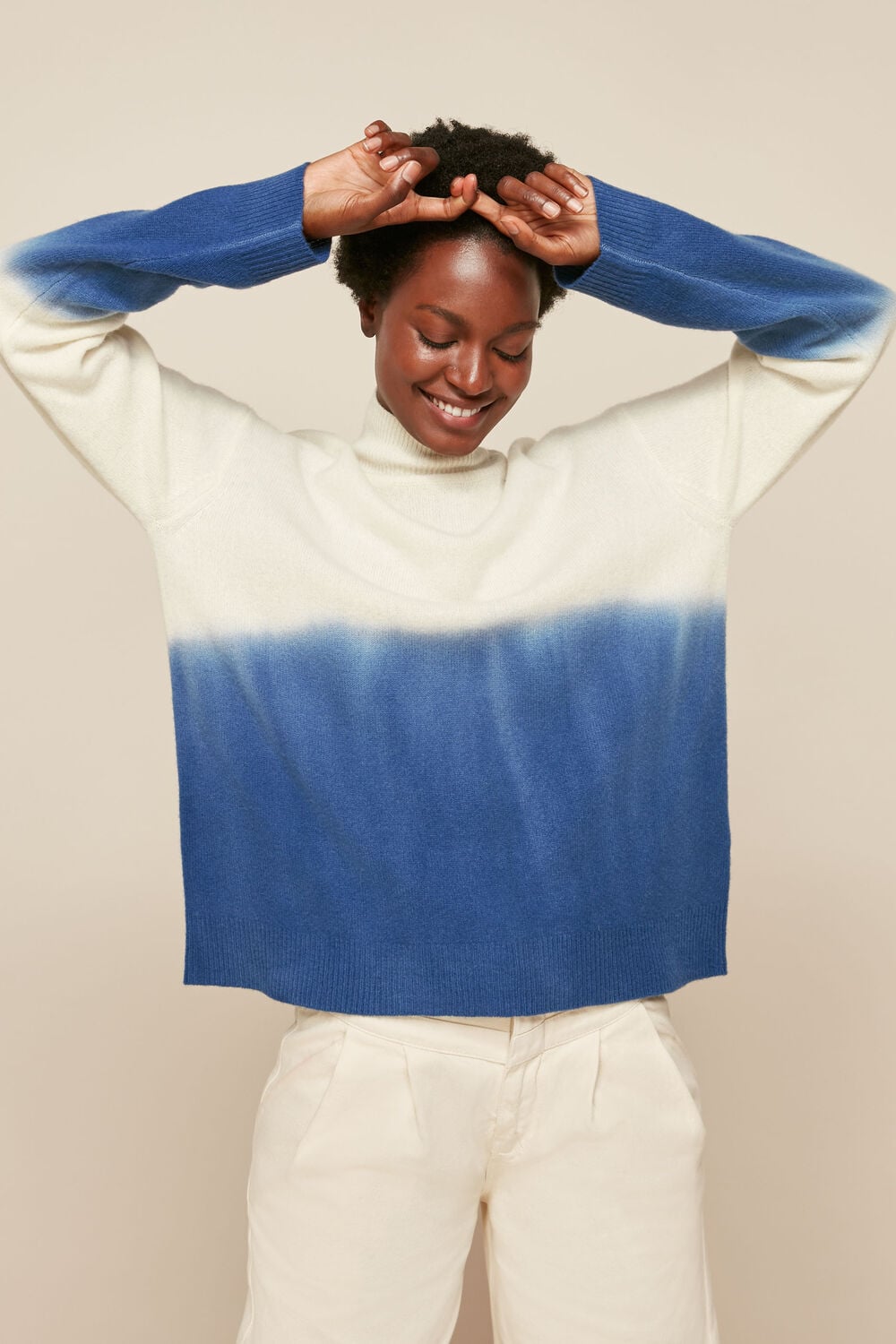 Dip Dyed Funnel Neck