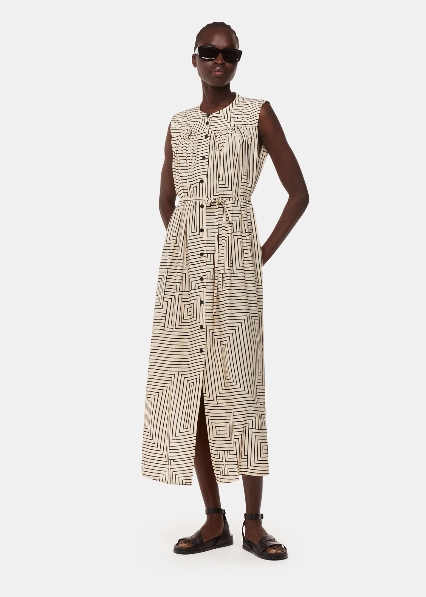 Ivory/Multi Angled Stripe Ilana Dress | WHISTLES | Whistles UK |