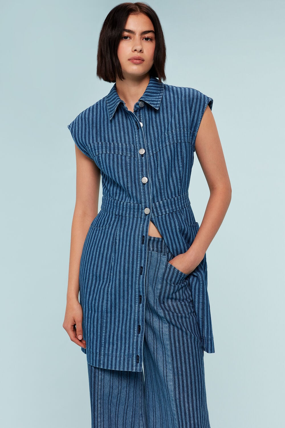 Denim Bodice Stripe Dress