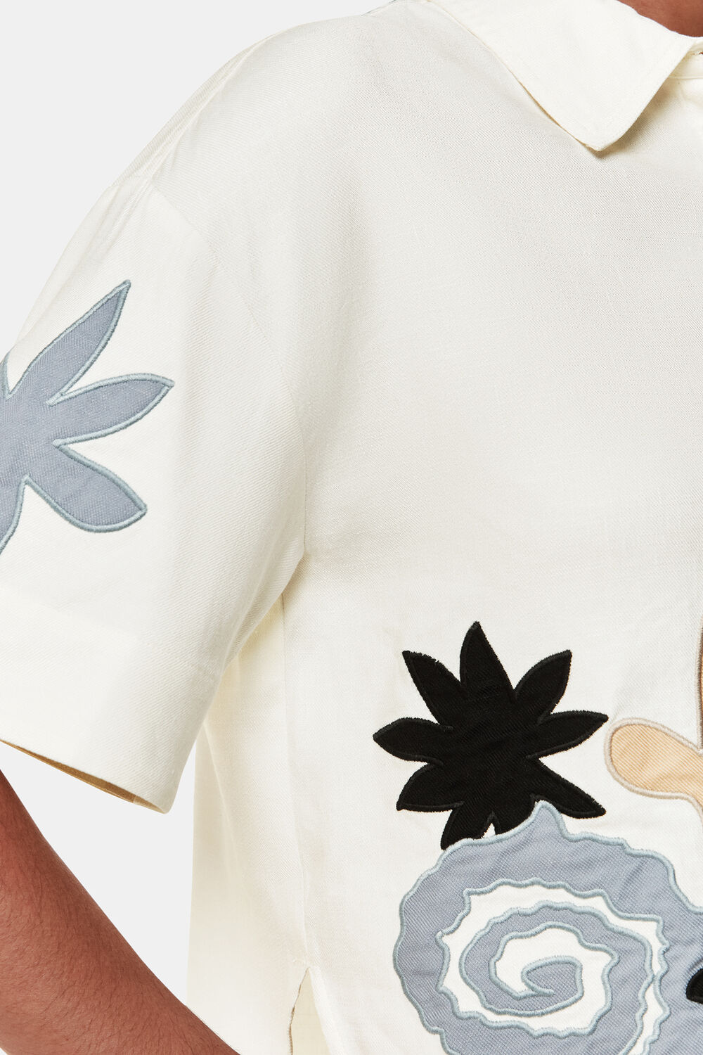 Applique Linen Blend Shirt