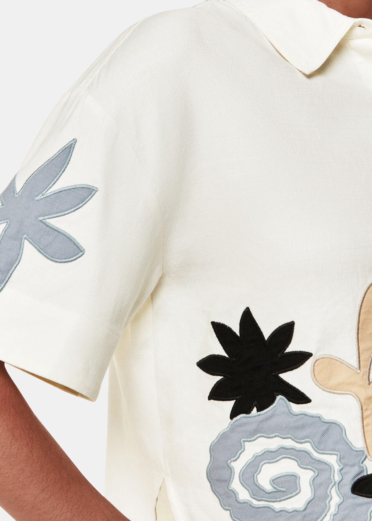 Applique Linen Blend Shirt