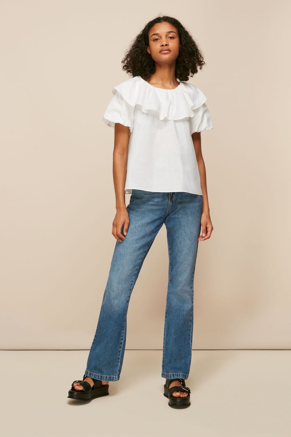 Frill Detail Poplin Top
