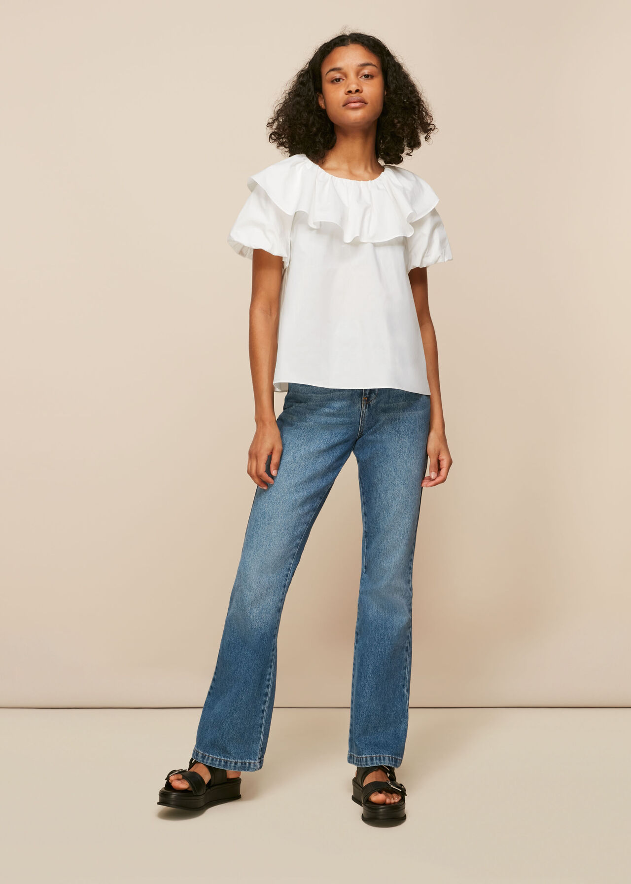 Frill Detail Poplin Top