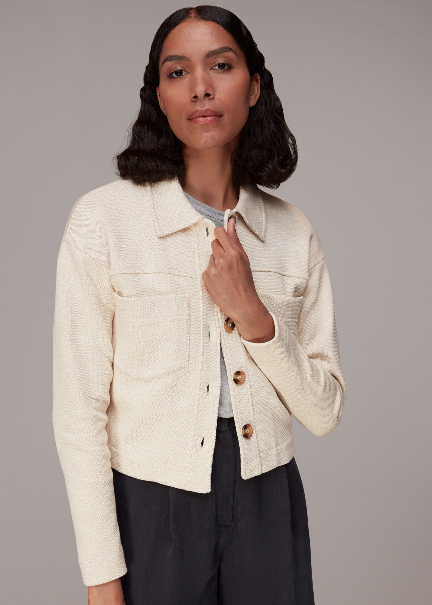 Oatmeal Utility Jersey Jacket WHISTLES Whistles