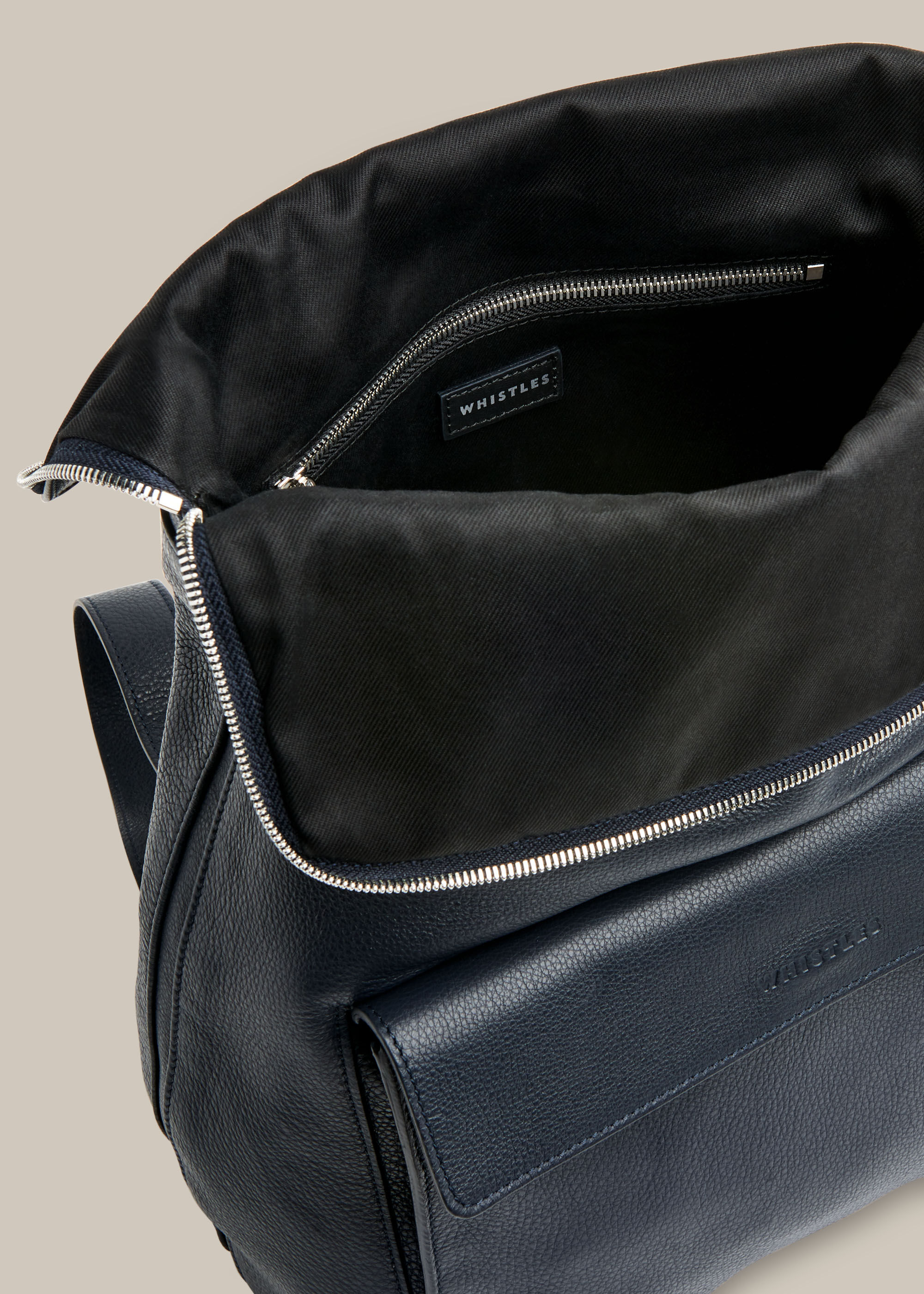 Whistles black 2024 leather backpack