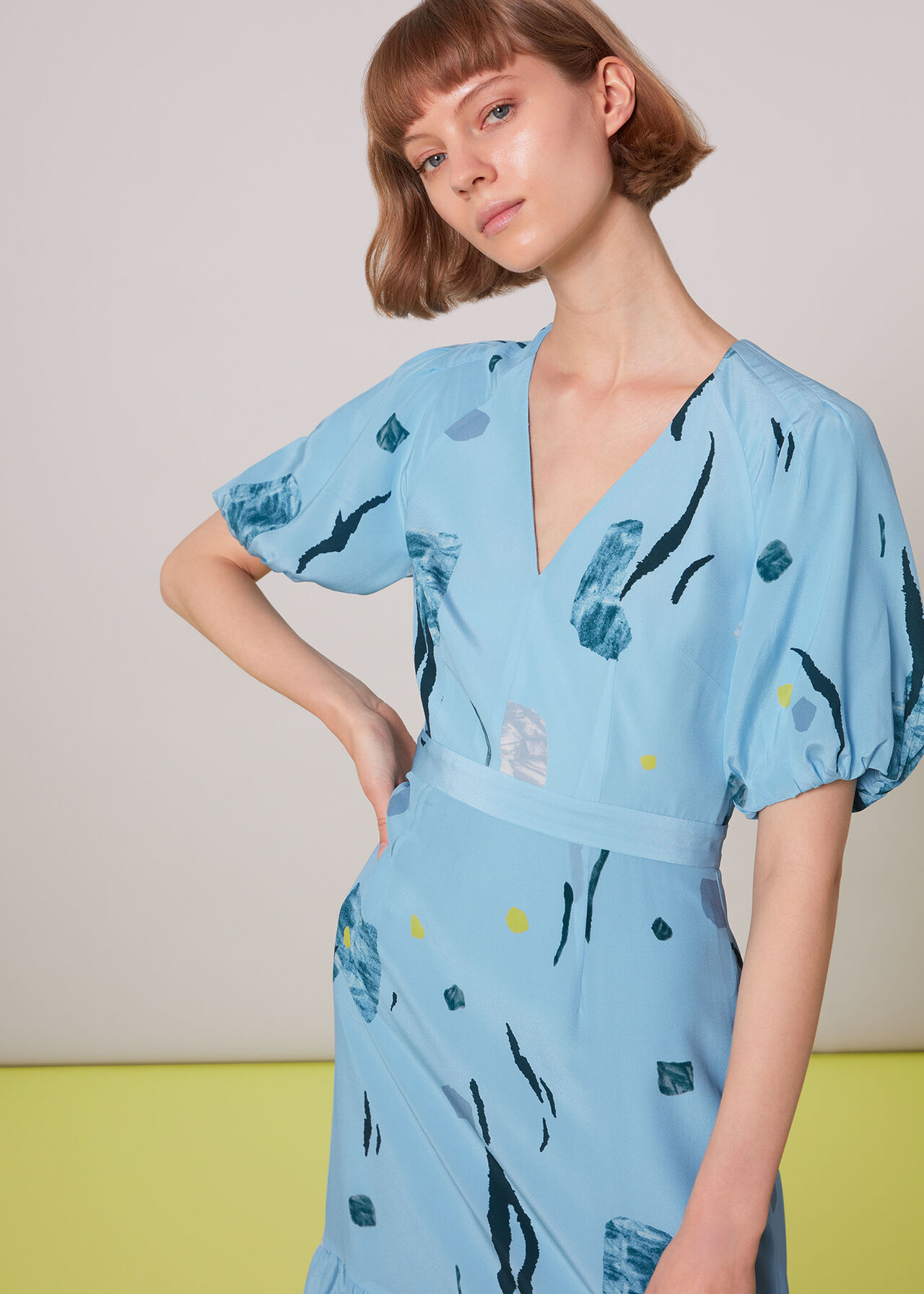 Abstract Print Silk Dress