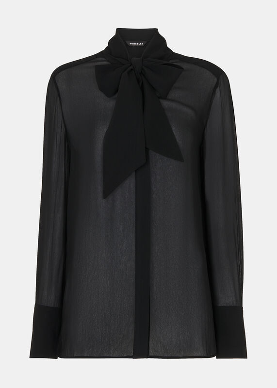 Black Amy Tie Detail Blouse