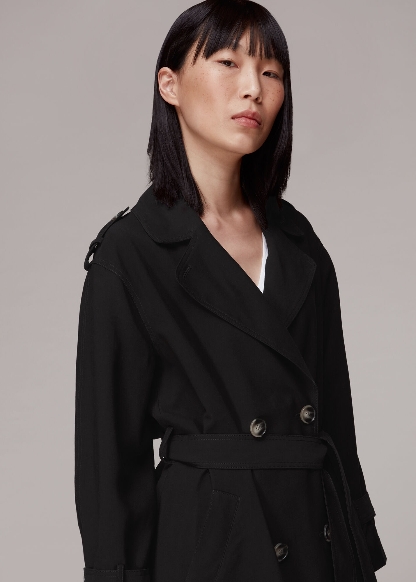 Black Riley Trench Coat WHISTLES Whistles
