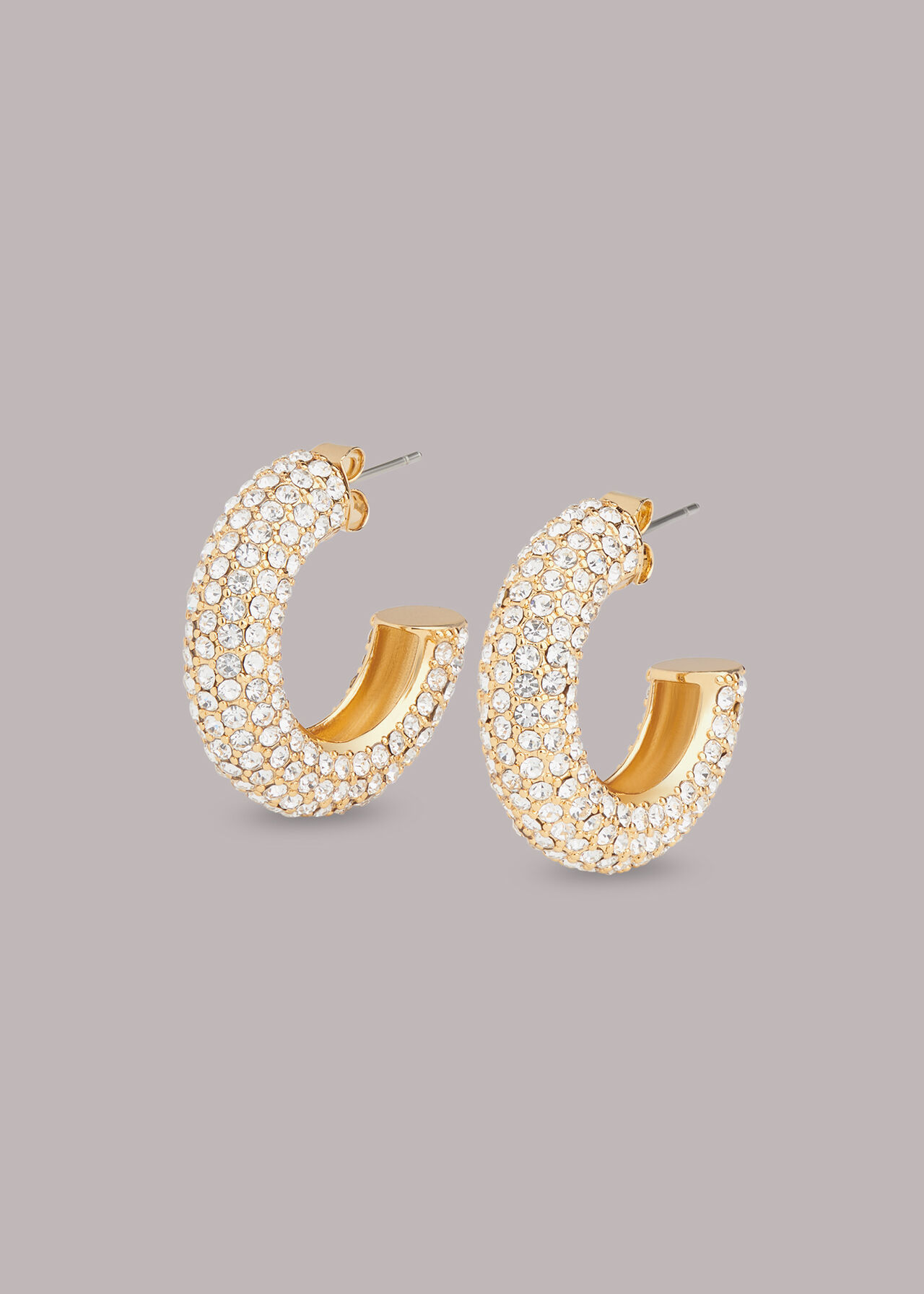 Gold Chunky Diamante Hoop Earring | WHISTLES