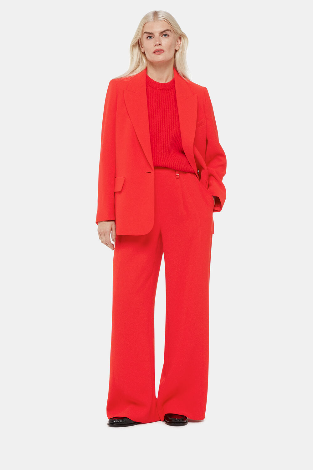 Red Petite Boyfriend Crepe Blazer