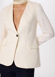 Collarless Linen Blazer