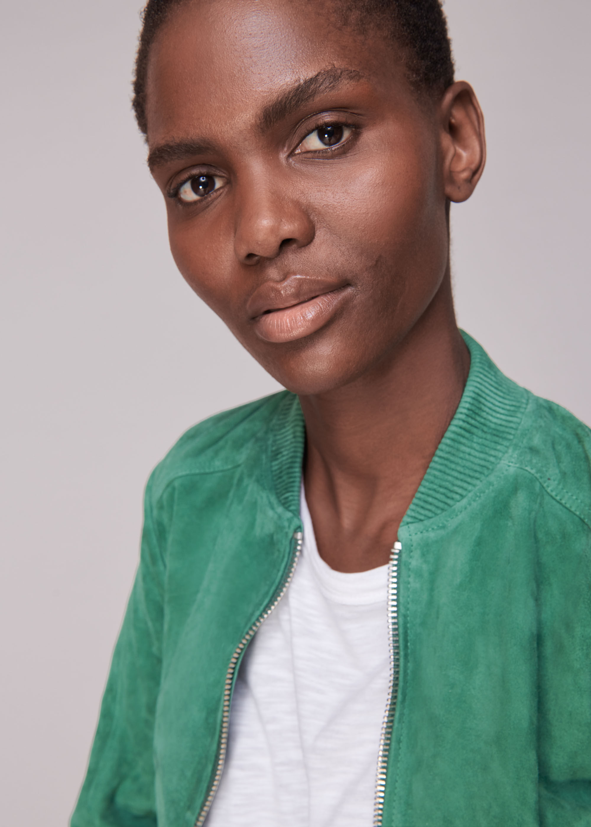 Green suede bomber jacket top