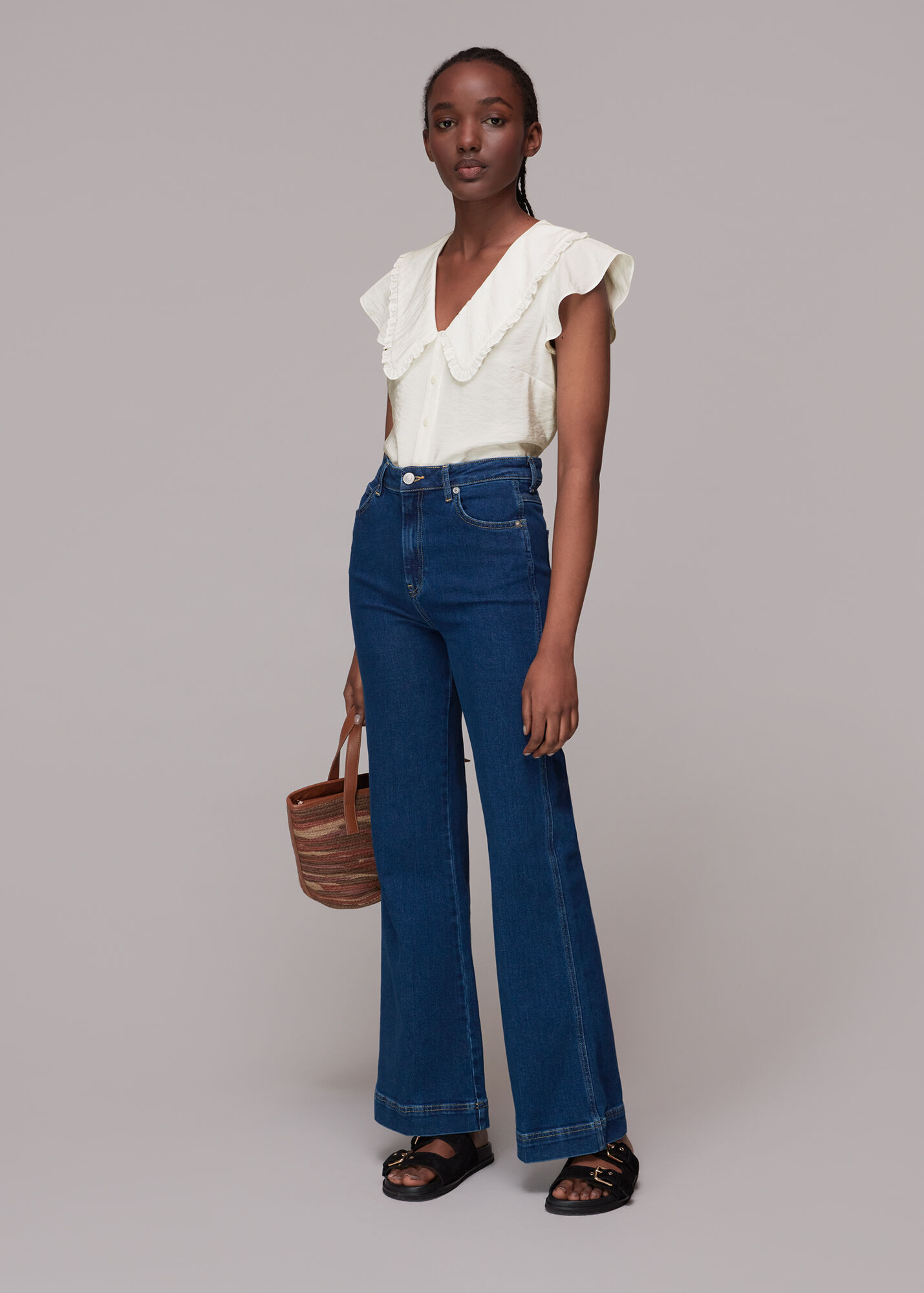 The Whites Sleeveless Collar Top