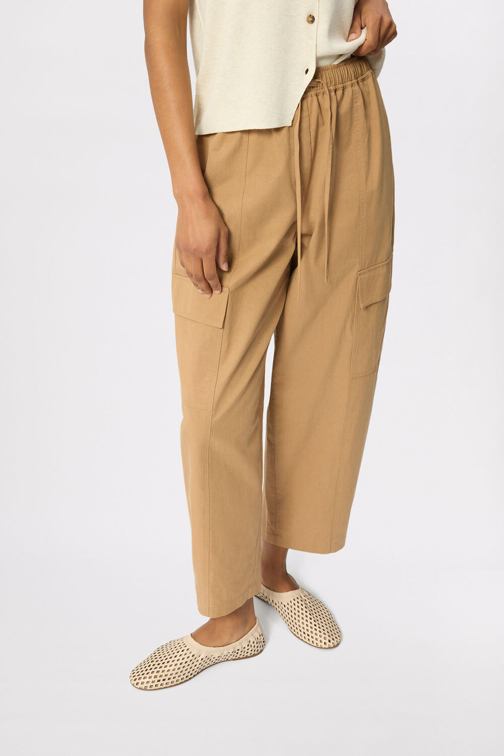 Neutral Utility Cotton Barrel Trouser