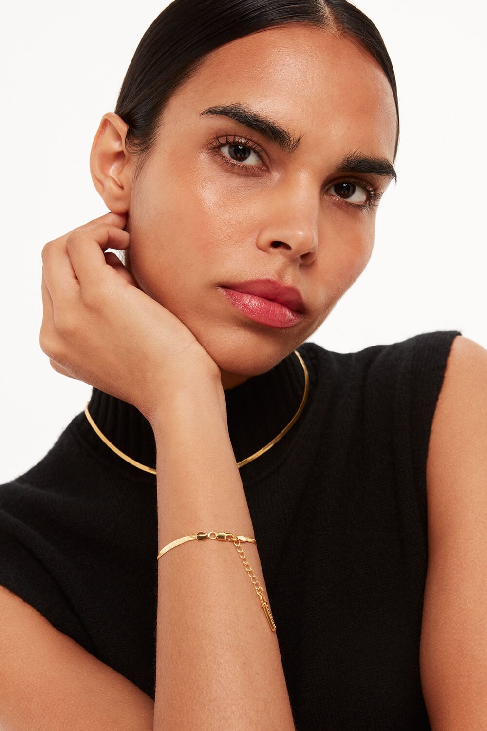 Gold Flat Snake Chain Bracelet
