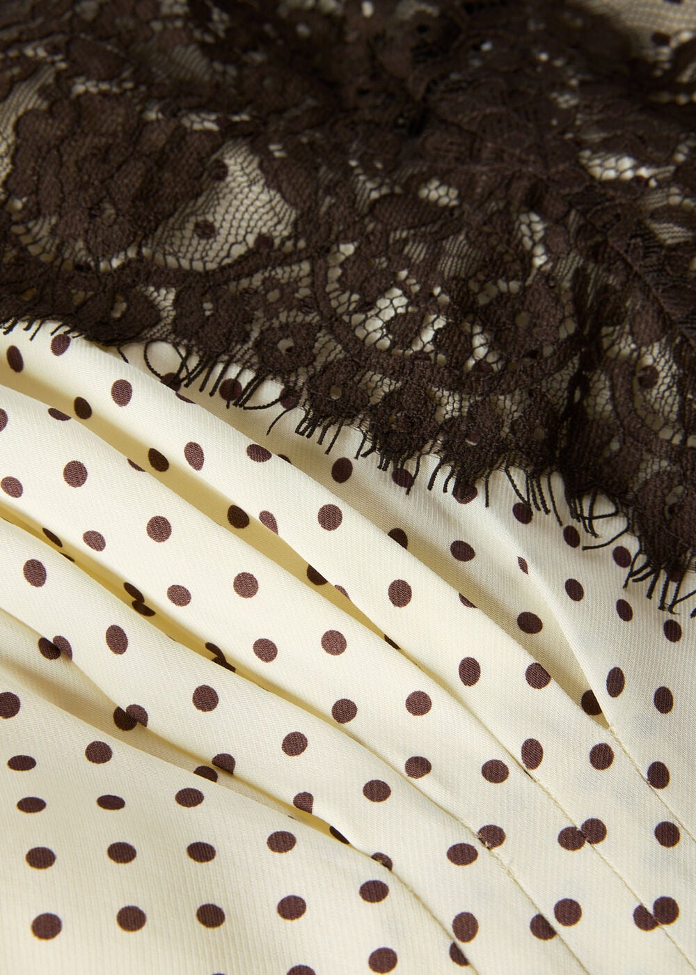 Lace V Neck Spot Midi Dress