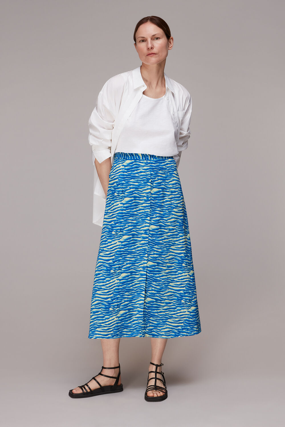 Blue Seafoam Button Front Skirt