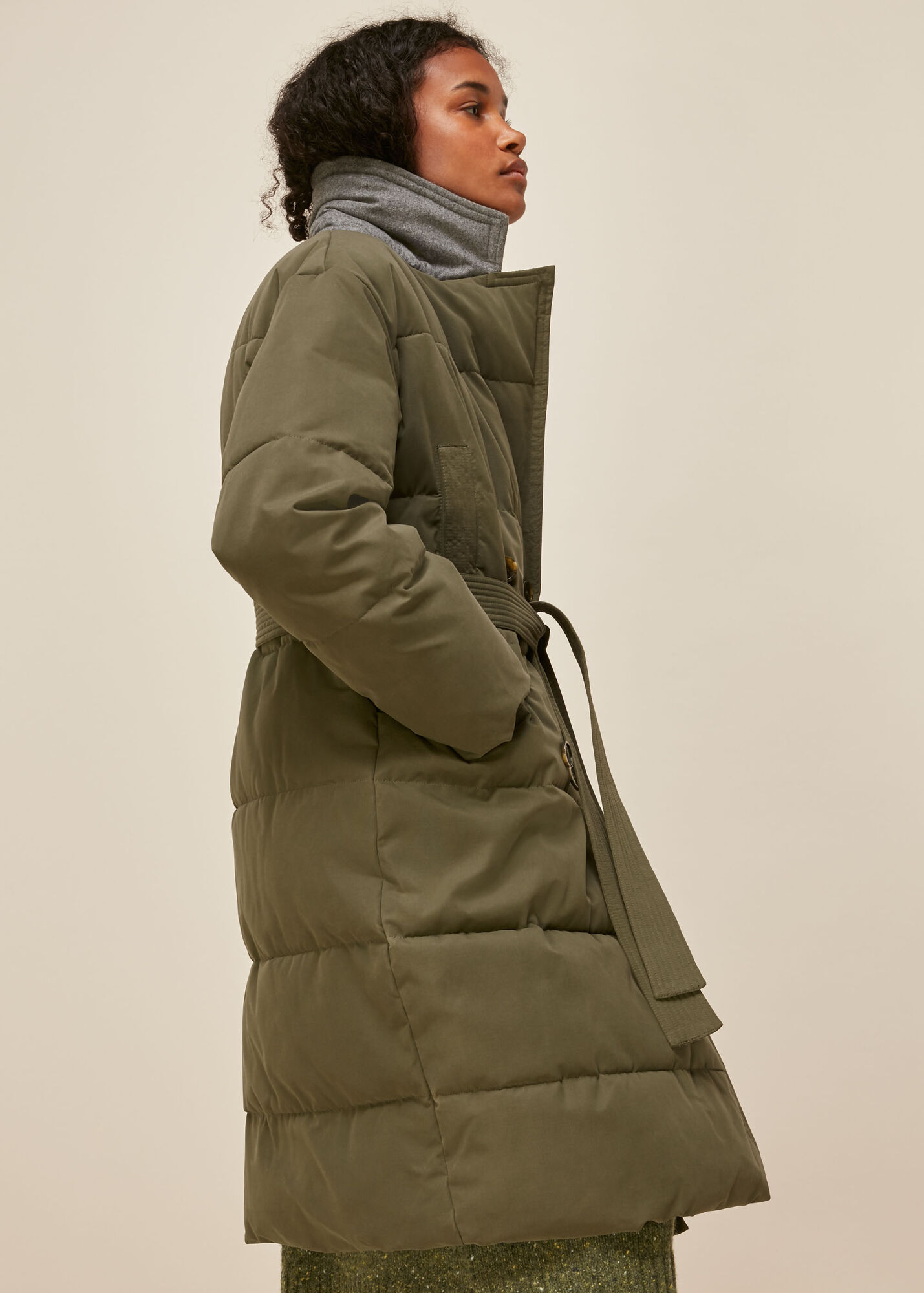 Khaki Trench Puffer Coat WHISTLES