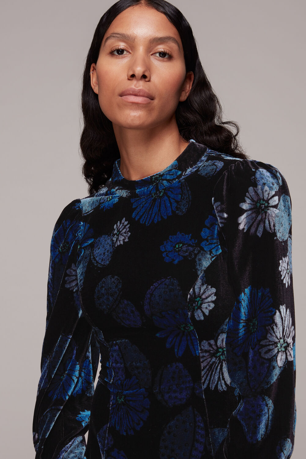 Cactus Print Velvet Dress