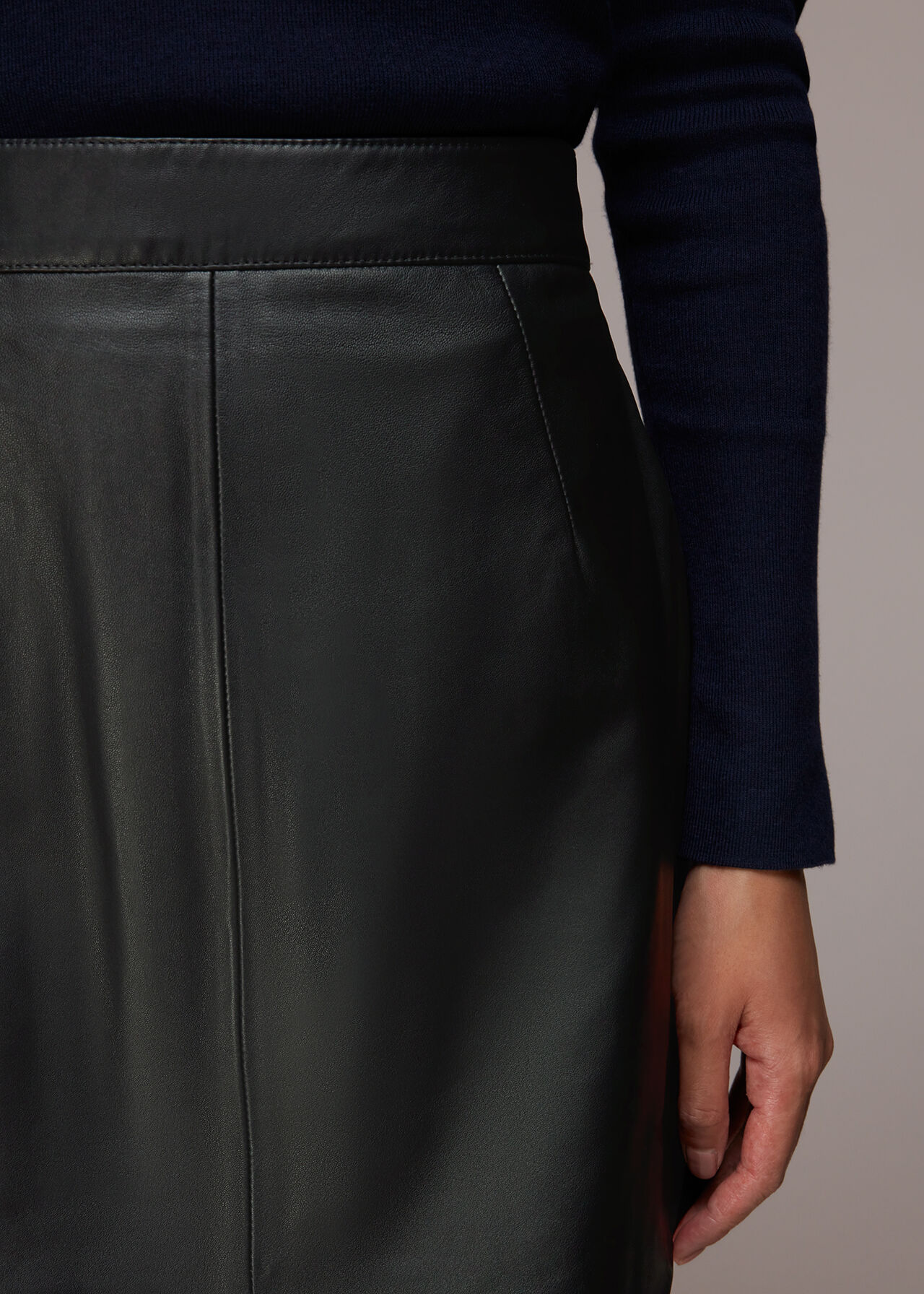 Leather Curved Hem Mini Skirt