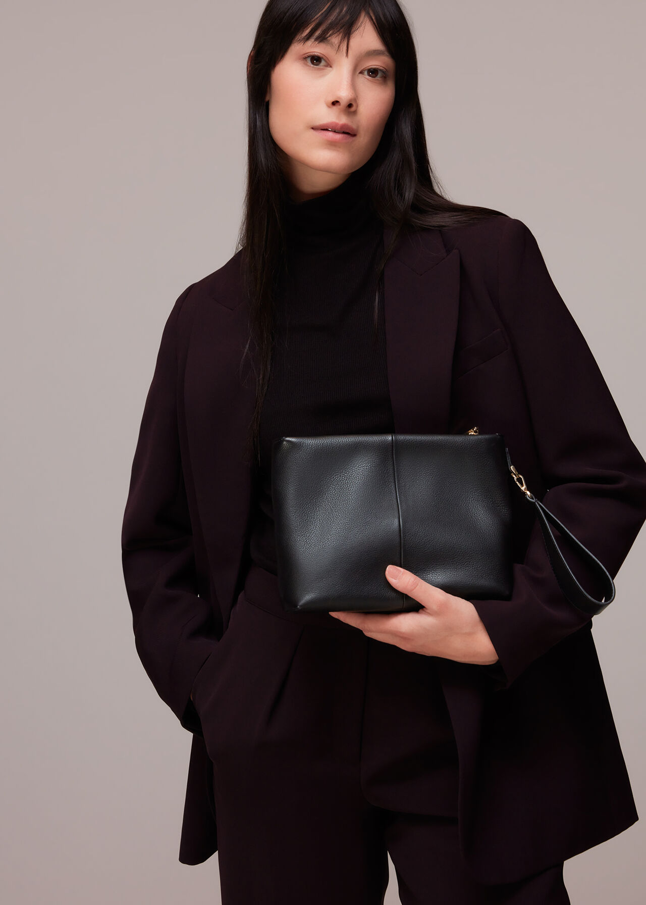 Black Avah Zip Top Clutch | WHISTLES