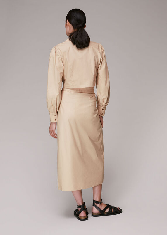 Neutral Izzy Poplin Midi Skirt