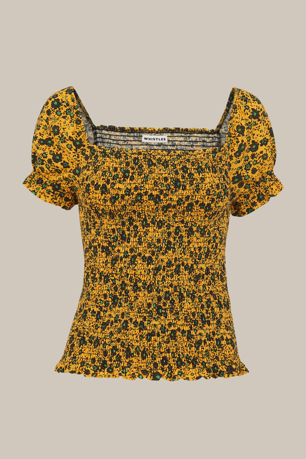 Trailing Daisy Rouched Top Yellow/Multi