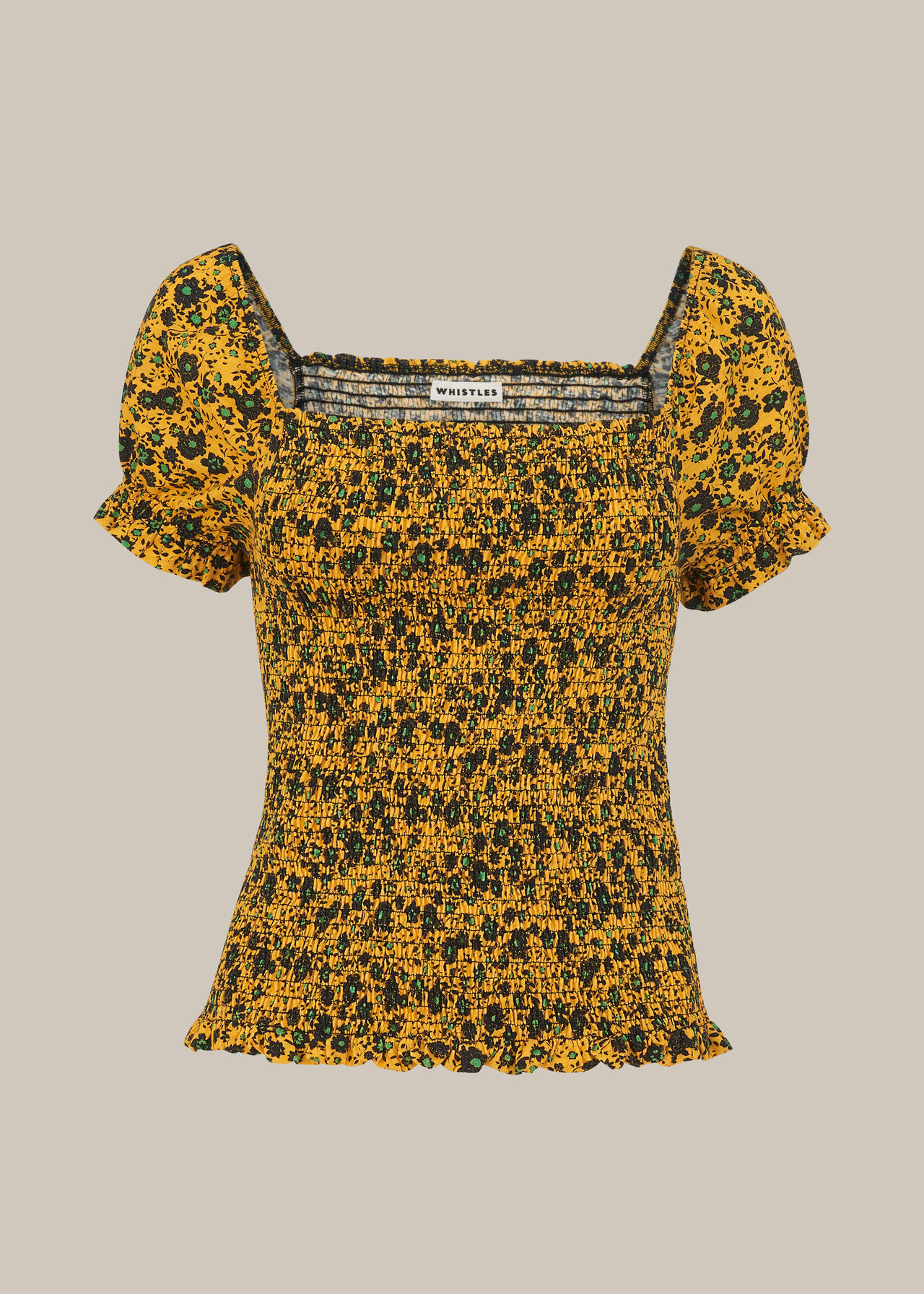 Trailing Daisy Rouched Top Yellow/Multi